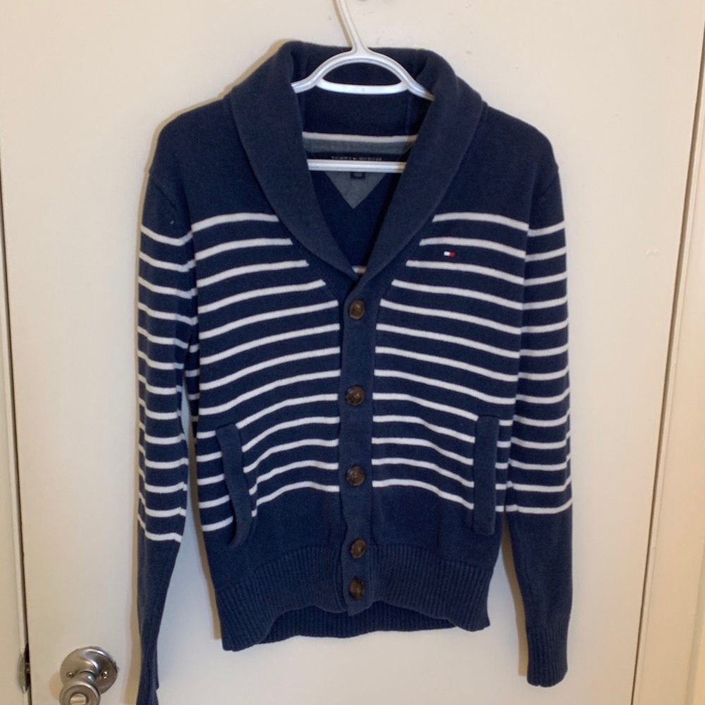 Tommy Hilfiger Navy/white Stripe Shawl Cardigan XS